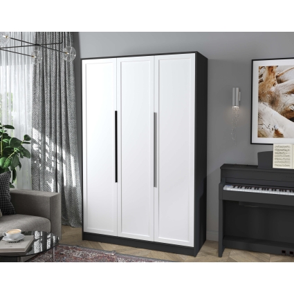 Шкаф распашной Тренд КТ-Ш3 (Антрацит ЛДСП/ Белый ЛМДФ) Ш1360 В2128 Г547 Шкаф распашной Тренд КТ-Ш3 (Антрацит ЛДСП/ Белый ЛМДФ) Ш1360 В2128 Г547